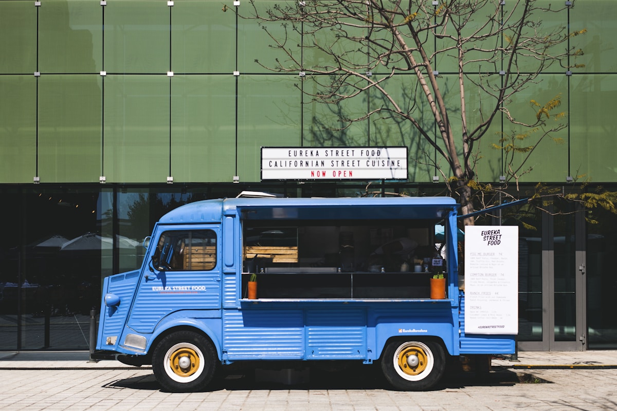 Food truck serving customers